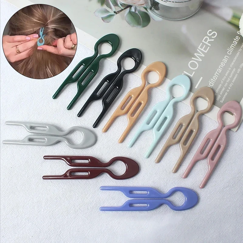 Simple U-shaped Wavy Hair Clip Women's Round Headed Hair Fork French Fashion Curly Stick Clip DIY Hairstyle Tool