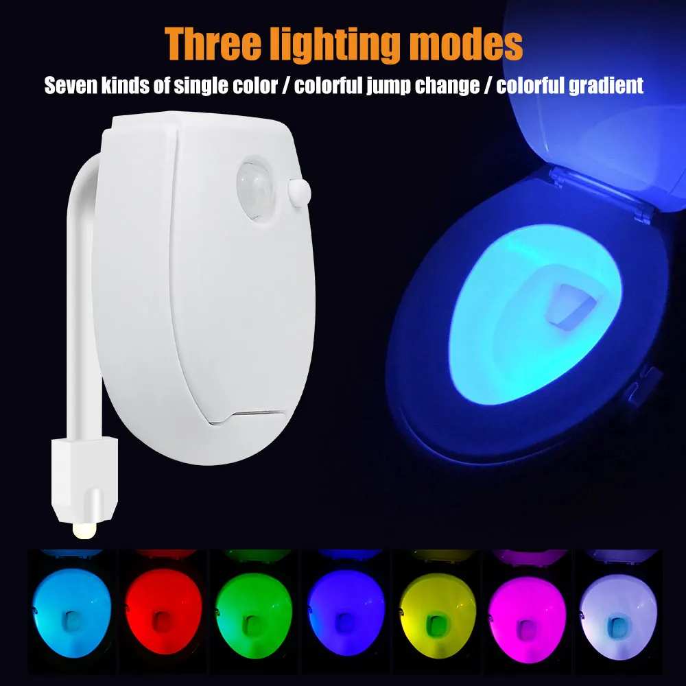 Smart PIR Motion Sensor Night Light Toilet Light 7 Color Changing