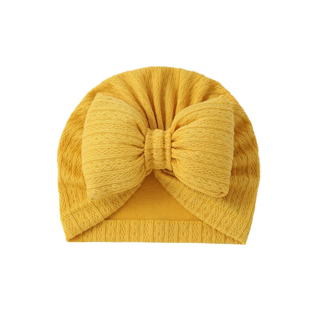 Lovely Bowknot Knitted Baby Hat Cute Solid Color Baby Girls Boys Hat Turban Soft Newborn Infant Cap Knitting Beanies Head Wraps 4