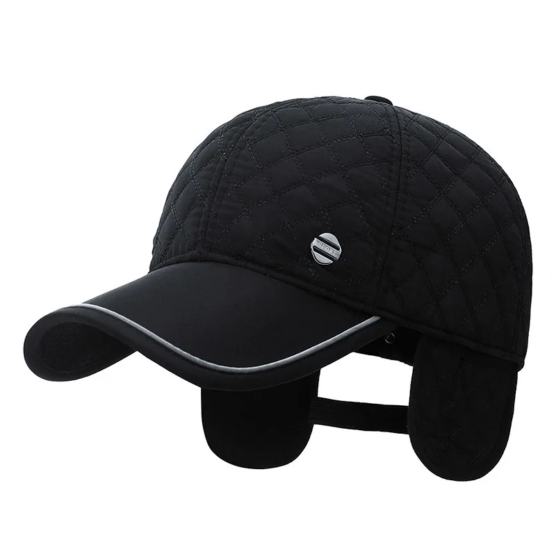 Men Winter Thickened Ear Protection baseball caps with Reflective Strip Male Outdoor Sport Earmuffs Design Warm Dad Hat