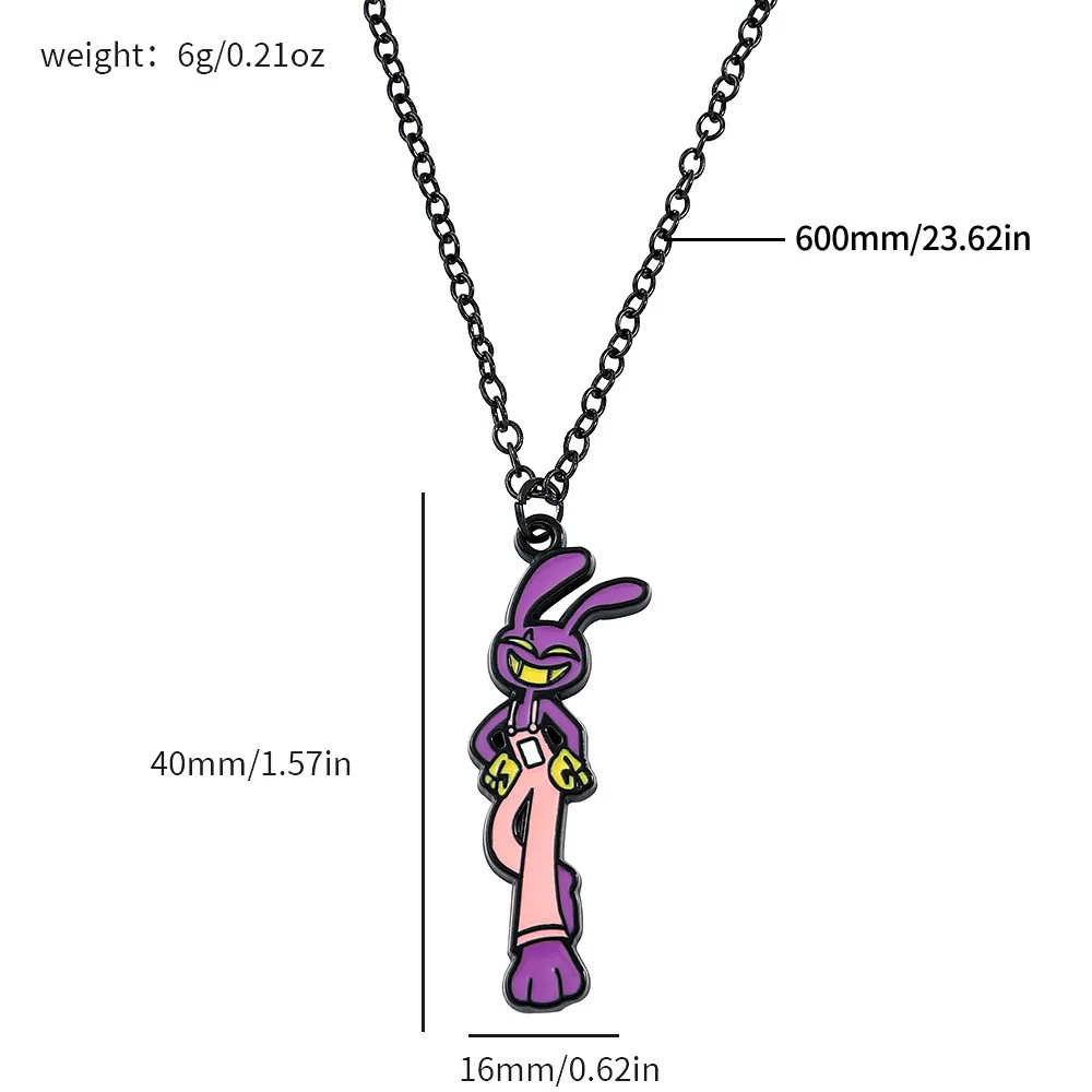 Amazing Digital Circus Cartoon Pendant Necklace: Creative Alloy Fashion Jewelry with Enamel Detailing