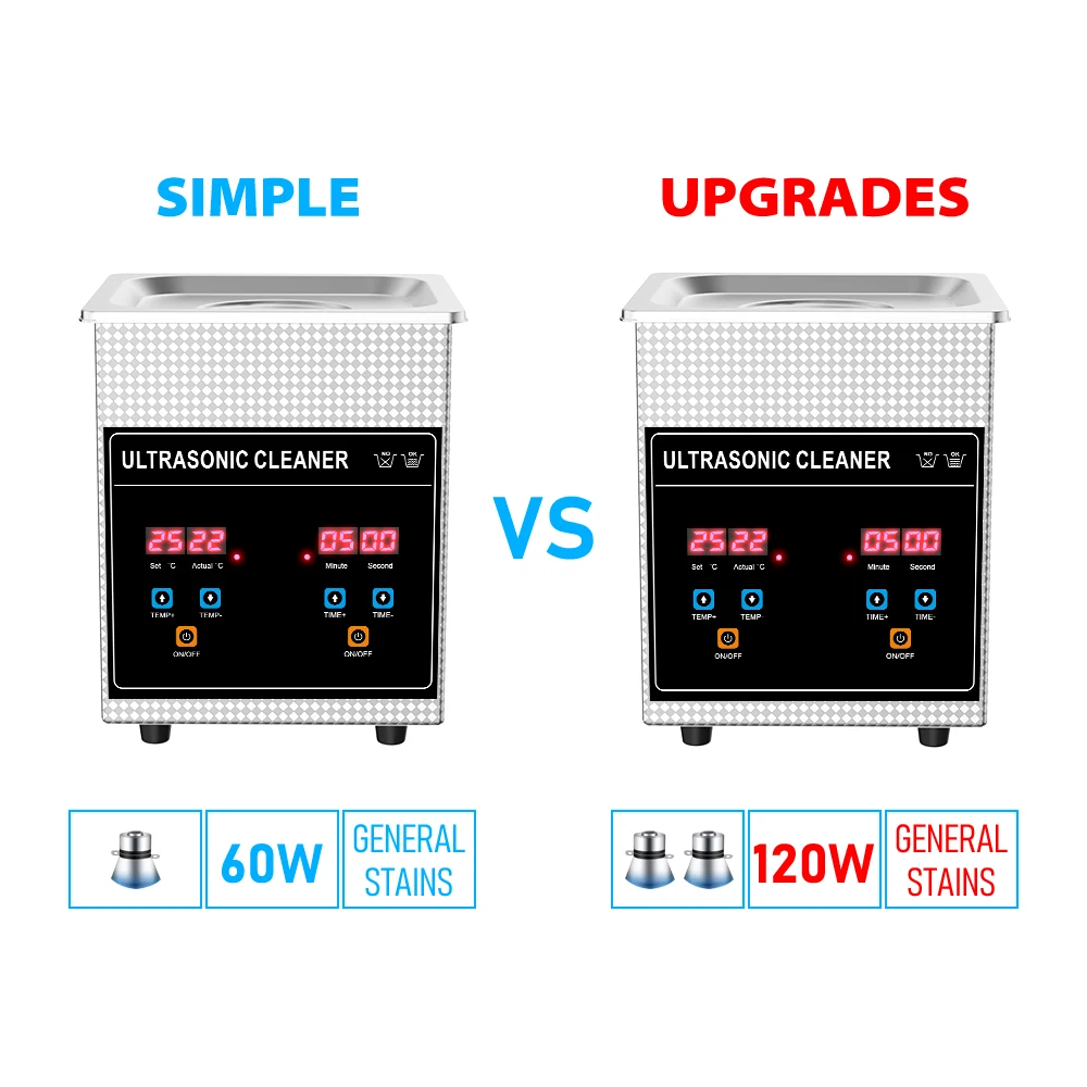 Description Picture 5 of itemUltrasonic Cleaner Bath 2L 120W with Degas Heater Timer Digital Display Stainless Basket Diswasher Ultrasound Home Appliances