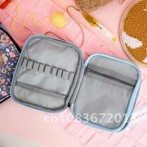 

Storage Bag for Empty Knitting Needles with Flower Pattern Crochet Hooks Kit Case Organizer Bag for Sewing Accessories Kit