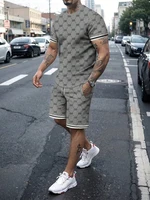 Casual Hommes Costume De Mode Lettre Imprimé Fleur Couleur Col Rond Manches Courtes Shorts Personnalisé Tendance Deux Pièces Vêtements 5