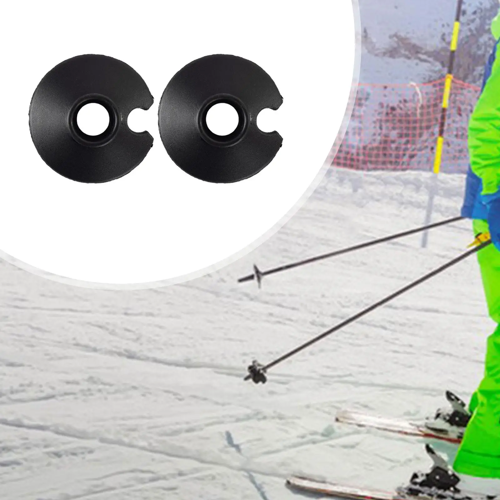 2 Pieces Hiking Poles Basket Replacement Snow and Mud Baskets Walking Sticks Replacement Tip Protectors for Ski Poles 4