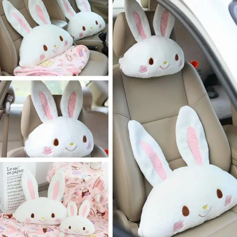 

Kawaii Bunny Плюшевые куклы мультфильм аниме автомобиль подголовник плюшевая игрушка милый маленький Дьявол Puding подушки автомобиль декоративное одеяло Девушки Подарки
