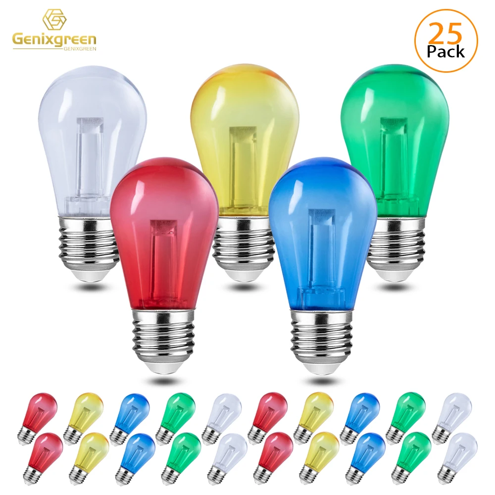 GenixgreenColorfulPlasticLedBulbsPipe2WWaterproofIP44E27S14