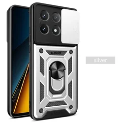 Slide Camera Protect Stand Cover  with Enhanced Durability and Multi-Functional Design for POCO C65 (Silver)