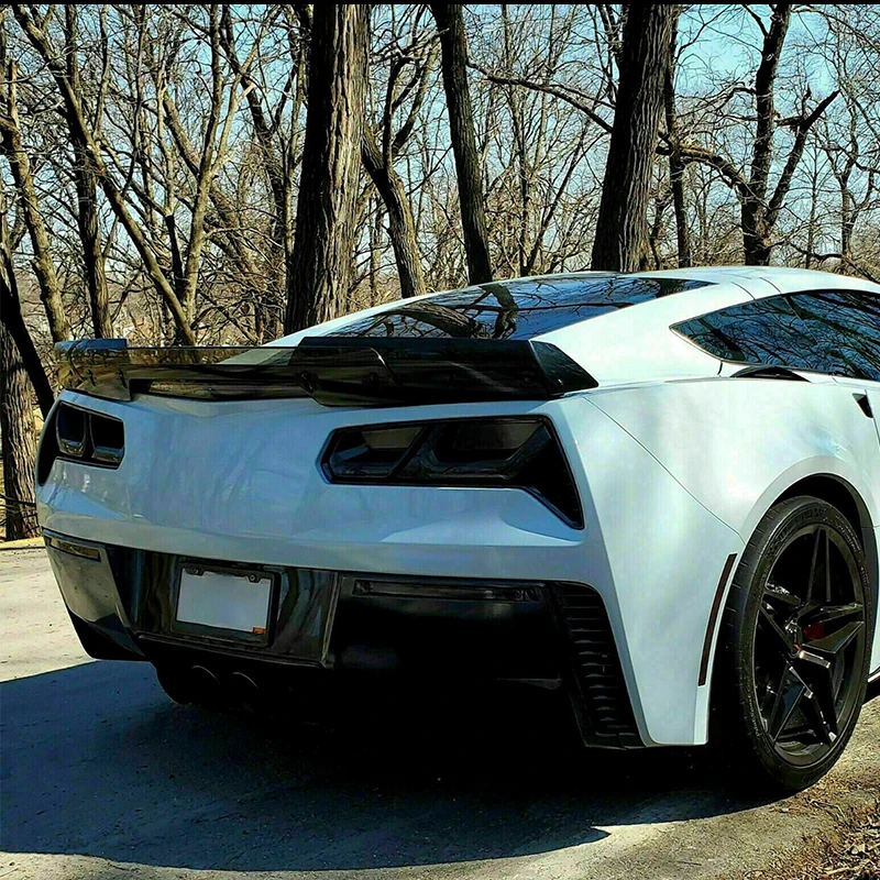 C7 Corvette Carbon Fiber Spoiler Smoked Acrylic Tail Light Blackout Covers For 2014-2019 C7 Corvette - 4-Piece Kit, Easy Tape Installation, 1 Year Warranty C6 Corvette Tail Lights - Foto 5