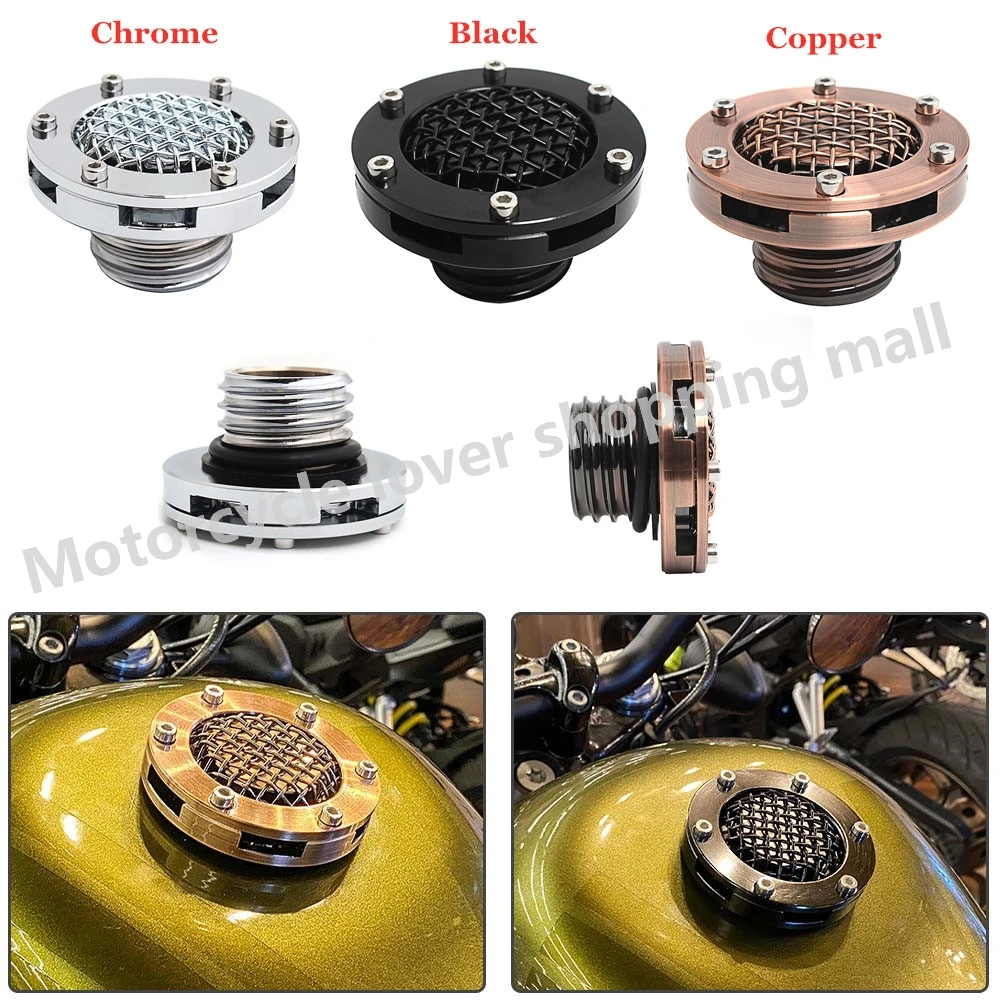 

Moto CNC Aluminum Fuel Gas Tank Vented Decorative Oil Cap For Harley Touring Road King Softail Dyna Sportster XL 883 1200