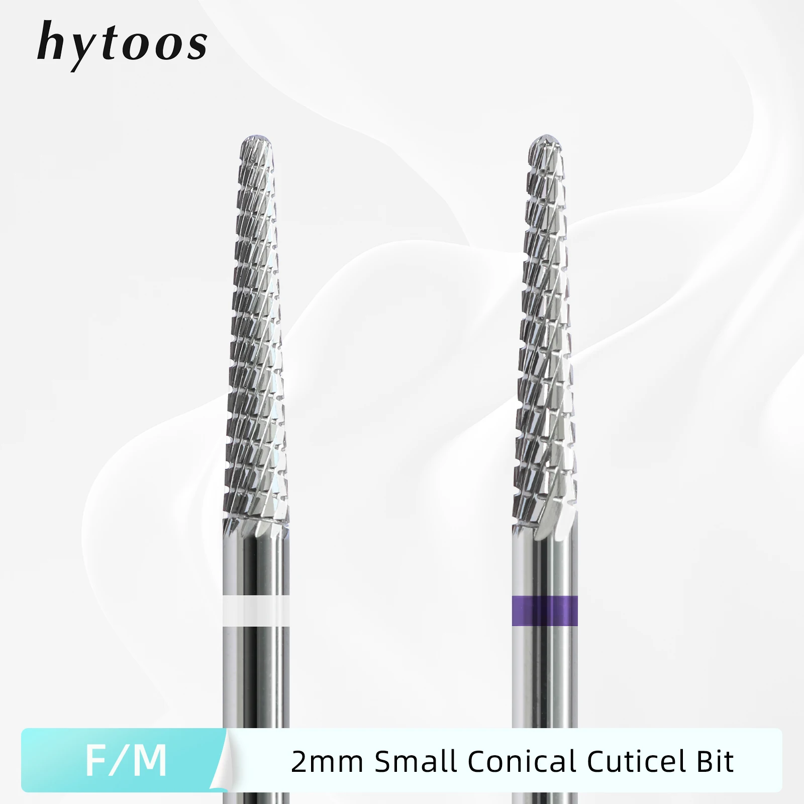 HYTOOS Small Cone Cuticle Clean Nail Drill Bits 3/32 Conical Carbide Nail Bit, Professional Safety Under Nails Dead Skin Cleaner