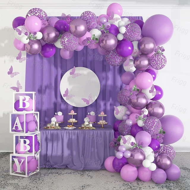 Purple Happy Birthday Banner Party Decorations Purple White Balloons  Garlands Lavender Mermaid Birthday Themed Party Streamers - AliExpress
