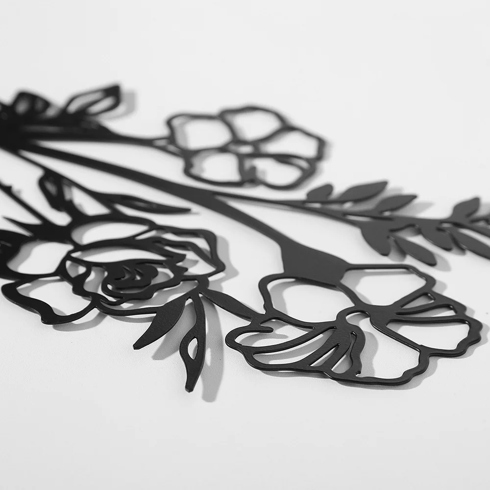 3er Set Metall Blumen Wandskulptur - Schwarze Wandkunst Für Wohnzimmer & Garten