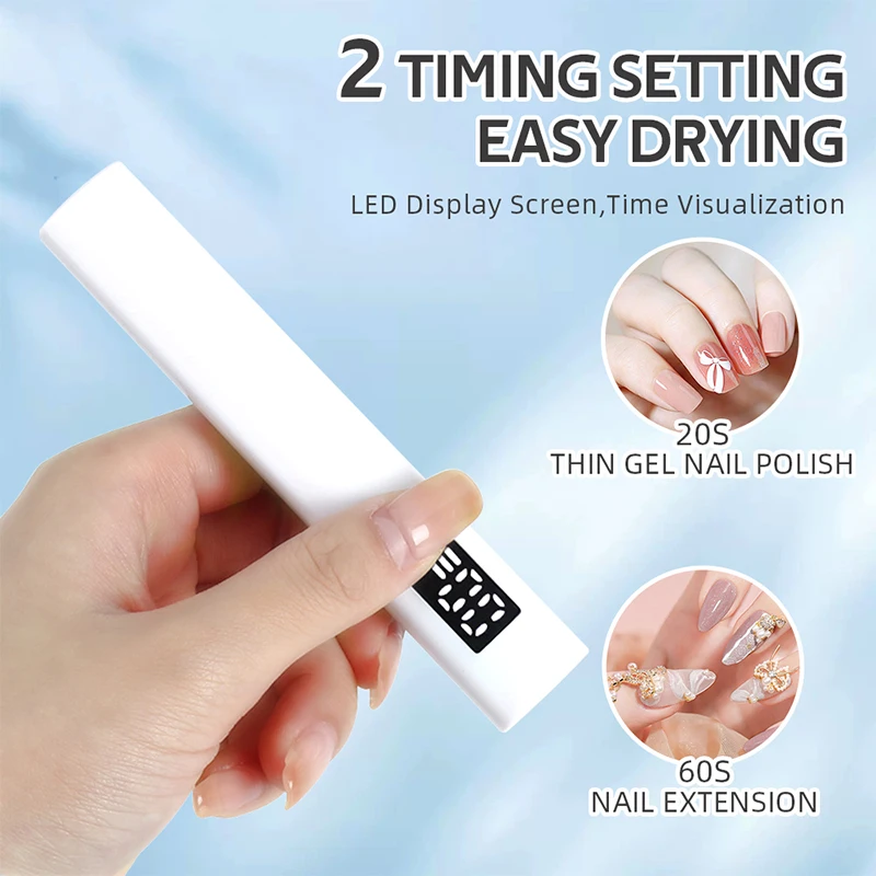 Nail Dryer Lamp Handheld Portable Mini UV LED Nail Light Curing All Gel USB Rechargeable Art Tool Home Travel