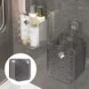 Clear Bathroom Wall Mounted Storage Box Plastic Wall Mount Organizer Storage Box Container Bin Bathroom Phone Holder Basket 2
