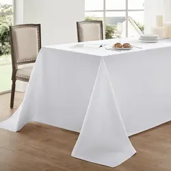 Elegant White Stain-Resistant Decorative Tablecloth, Washable Polyester for Dining, Parties, and Weddings (White)
