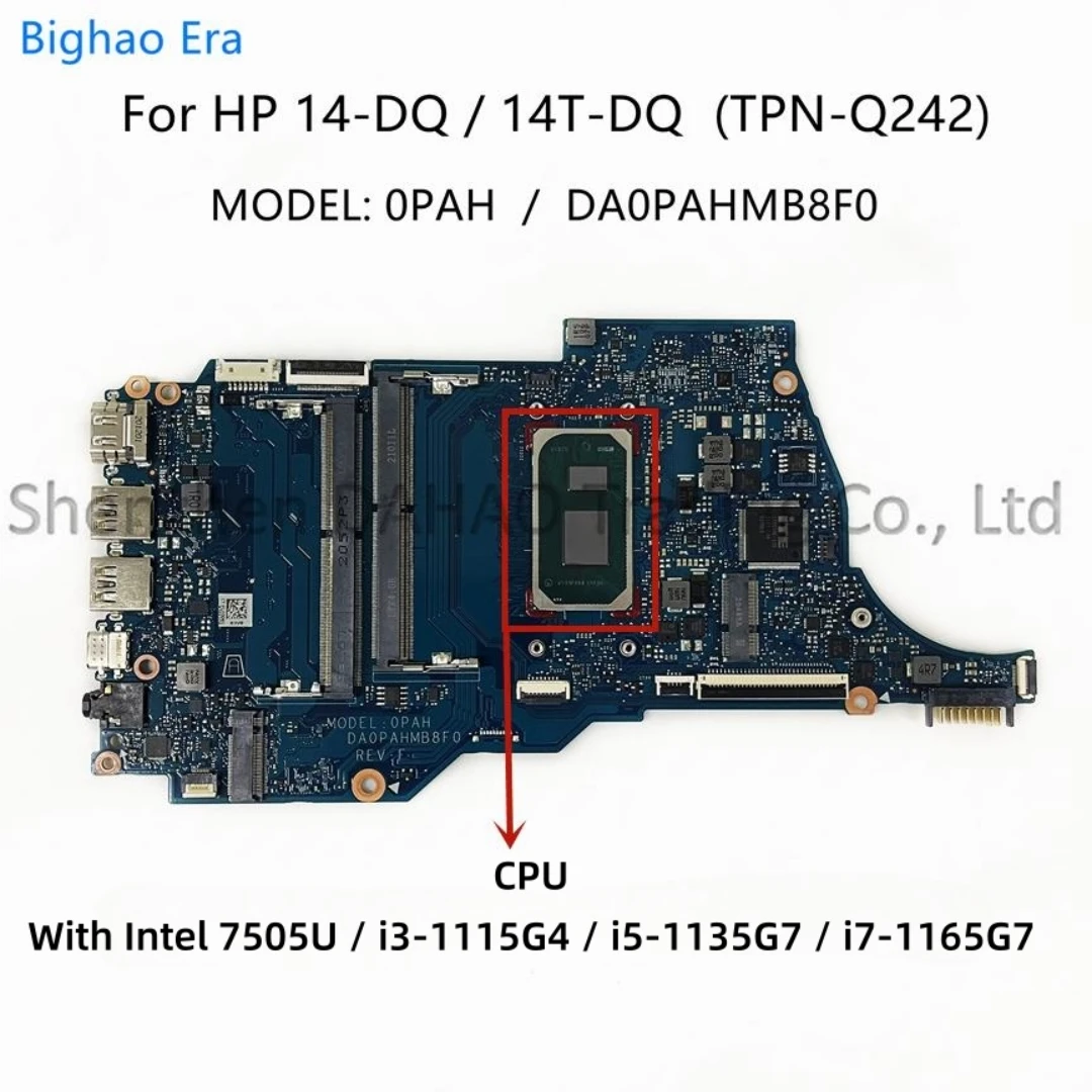 

DA0PAHMB8E0 DA0PAHMB8F0 For HP 340S G7 14-DQ 14s-DQ 14S-DR Laptop Motherboard With Intel 7505U i3 i7 i5-1135G7 CPU DDR4 TPN-Q221