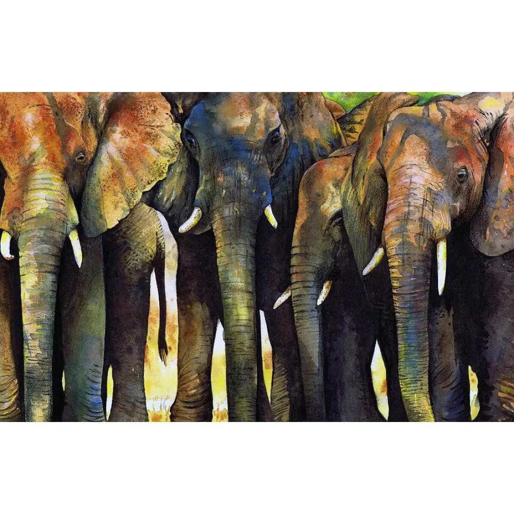 

Animal Painting Elephant Canvas Art Hand Painted Oil Coloful Modern Abstract Artwork for Office Wall Decoration High Quality