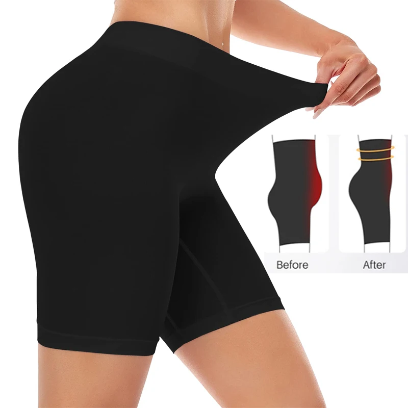 Shapewear Shorts For Women Tummy Control Double Layer High Waisted Seamless  Thigh Slimmer Body Shaper