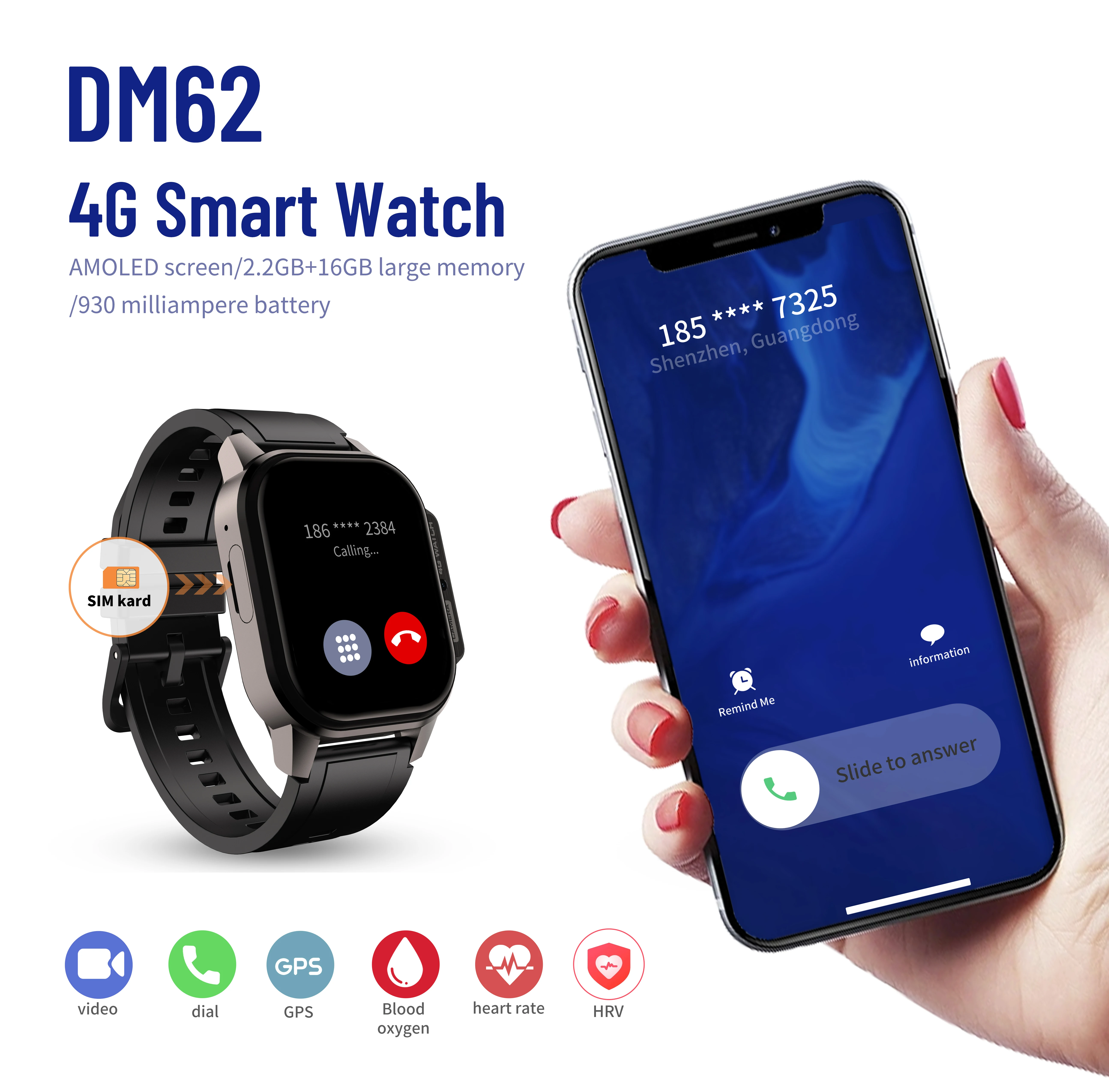 2024 DM62 2G 16Gb Android Wifi cift Bt ca r Chatgpt S9 Smartwatch 2.13 inc Amoled ekran S9 ak ll saat Gps PK Dt Ultra 2 ile AliExpress