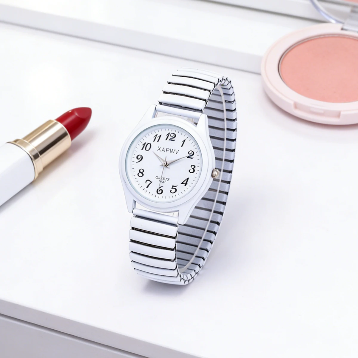 Chic Unisex Quartz Watches Set with Arabic Numerals and Stylish Elastic Straps