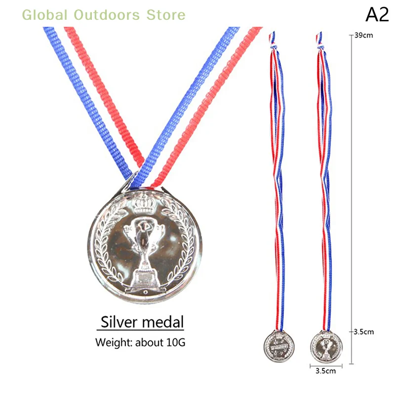 10pcs Kids Children Fake Gold Plastic Winners Medals Sports Game Prize Awards Toys for Kids Party Movie Prop Glittering Medal