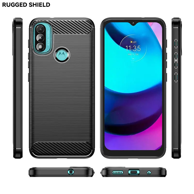 

For Motorola Moto E20 XT2155 Shockproof Case Carbon Fiber Skin Silicone TPU Back Cover For Moto E30 E40 XT2158 Cover Protector