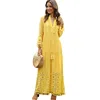 Robe longue bohème à pampilles pour femmes, col en V, grande taille, dentelle, monochromatique, robe élégante, mode décontractée, vacances Boho