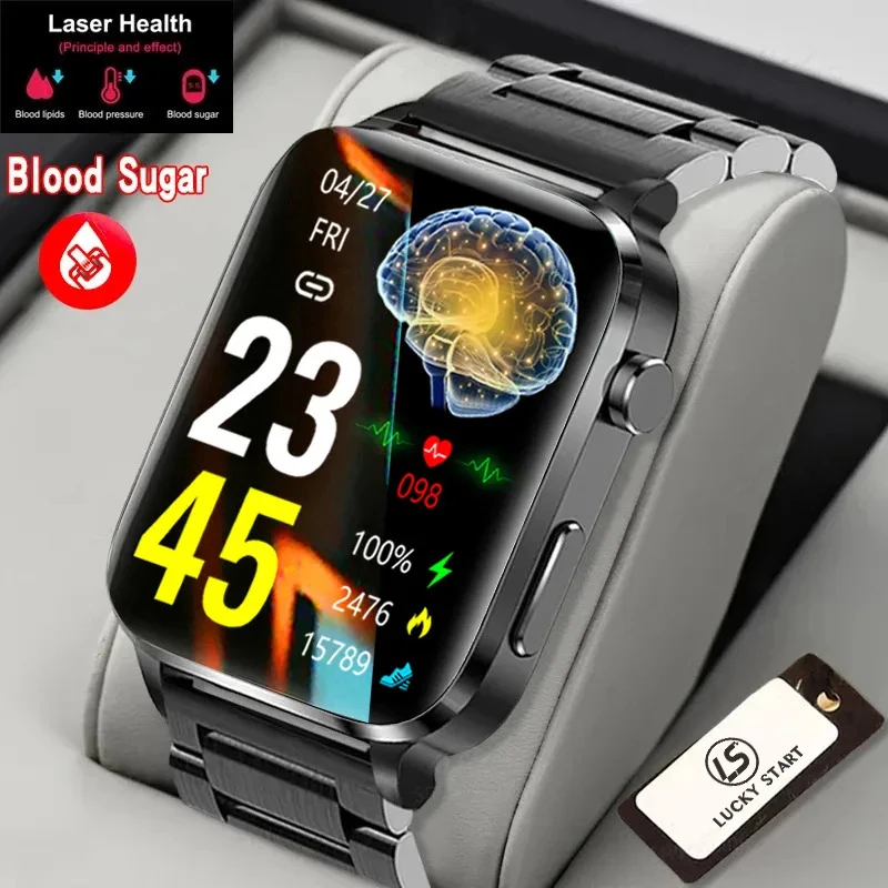 Nuovo Smart Watch Men Laser Treatment Three High Ppg Heart Rate Blood Sugar Blood Pressure Health Tracker Smart Watch Per Huawei X