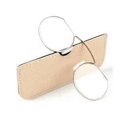 Compact Oval Metal Reading Glasses for Men - Nose Clip Design with High - Quality Finish and Protective Case (Silver)