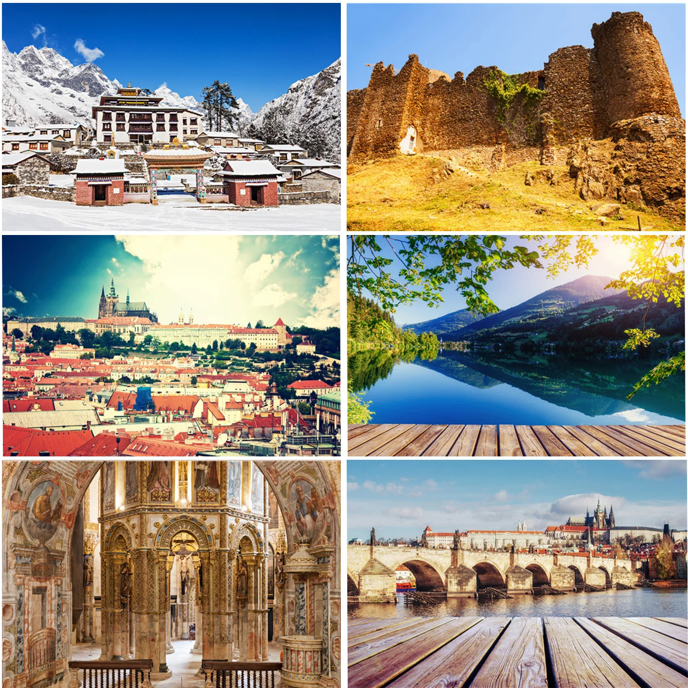 

Ancient Architecture Castle Natural Scenic Wood Photography Background Portrait Holiday Wedding Wall Decor Studio Prop Backdrops