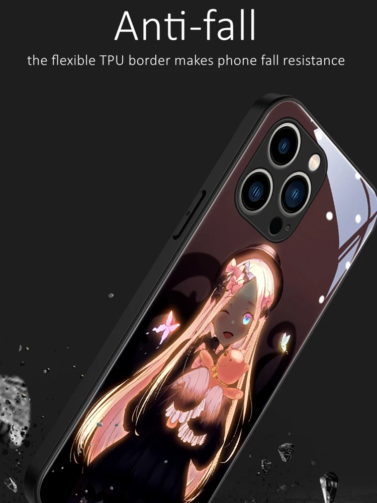 Lady and Girl Anime LED Light Glowing Luminous Tempered Glass Phone Case for Xiaomi 11 12 13 Redmi K40 K50 K60 Pro Lite Ultra