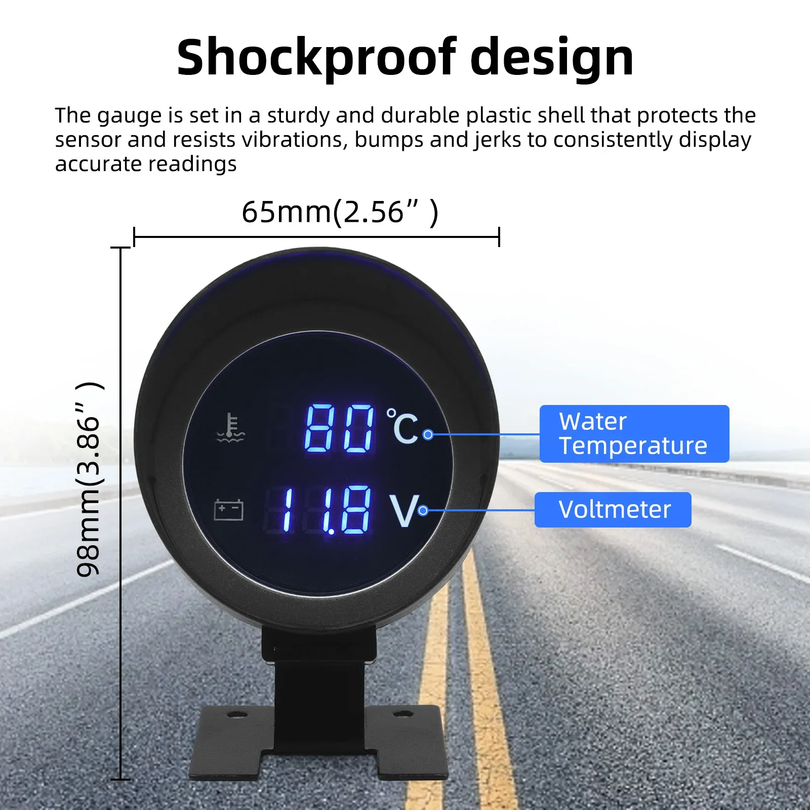 2 in 1 LED Voltmeter Digital Water Temp Gauge Temperature Sensor For 12V24V Car Truck