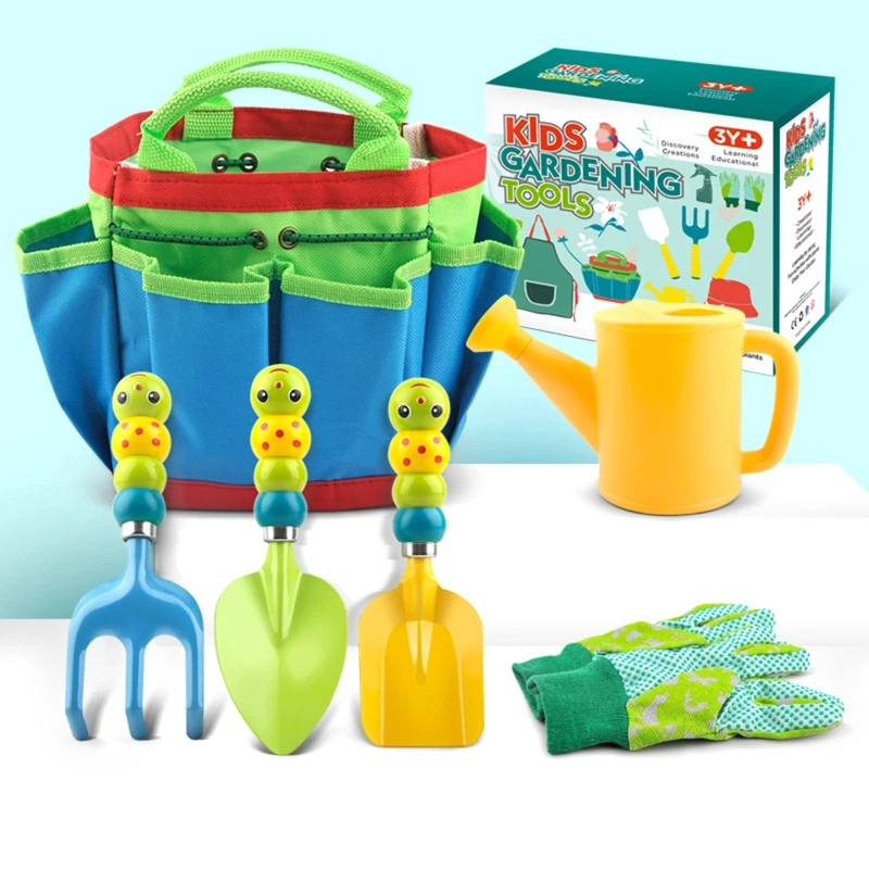 Kids Gardening Set 3-Piece Kids Gardening Tools with Shovel Rake Fork Garden for Children Beach Trowel set Steel