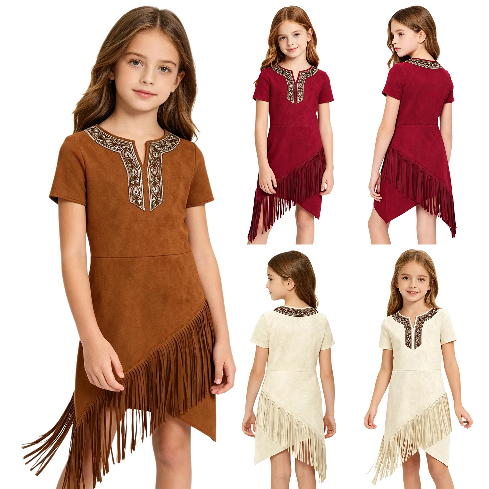 Costumi da Principessa Indiana per Halloween, Costume da Cacciatrice Pocahontas per Ragazze, Abito da Festa Purim e Mardi Gras, Vestito da Selvaggia della Foresta - immagine 2