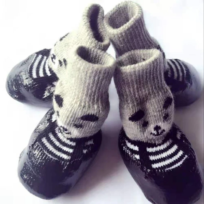 Outdoor Waterproof Pet Dog Cat Knitted Socks Indoor Soft Bottom Cotton Socks Dog Cat Non slip