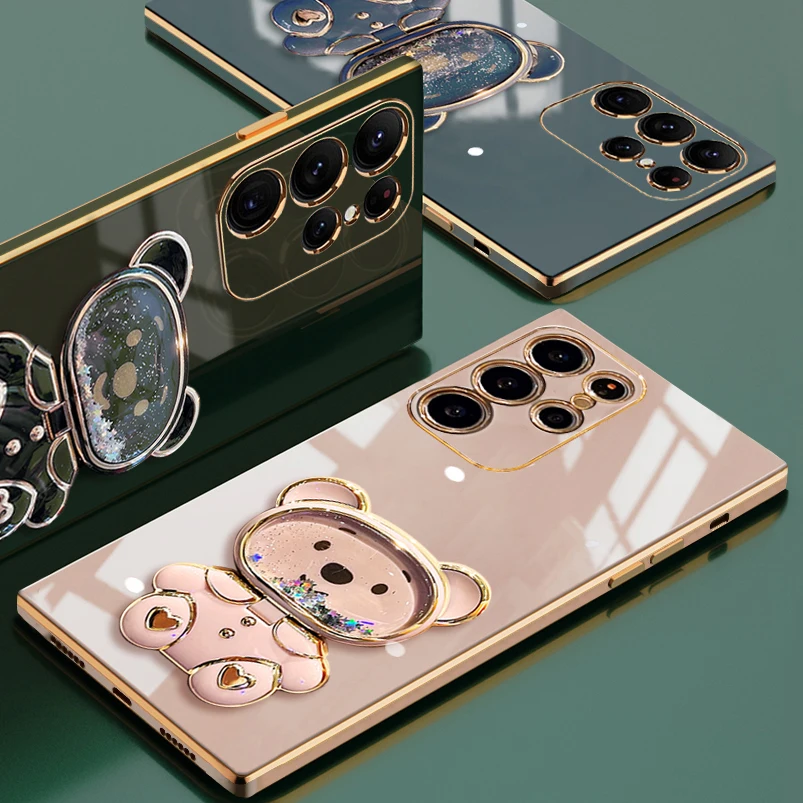 Luxury Bear Mirror Phone Case With Holder For Samsung Galaxy S_voghion.com