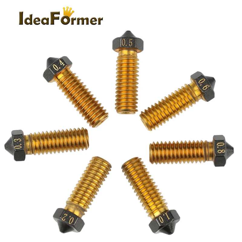 

2PCS Upgrade Volcano Nozzle PTFE Coated Brass 0.4mm Non-stick Nozzle For 1.75mm E3D V5 V6 Extruder And Volcano Hotend J-head
