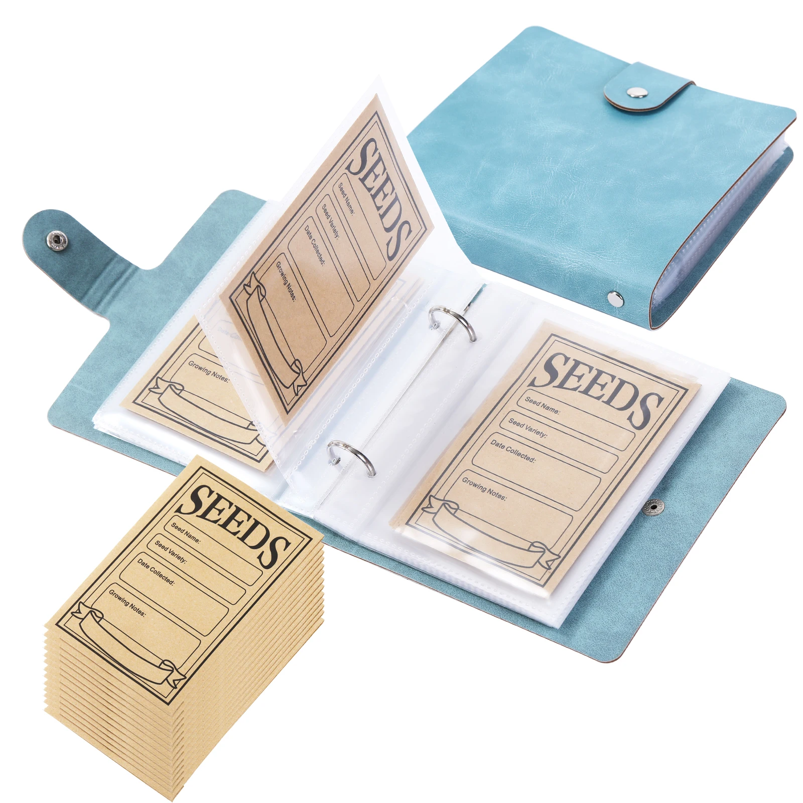 Garden Seeds Storage Organizers Seed Organizer Binder with 50pcs Self-Sealing Seed Envelopes Seed Packet Organizer
