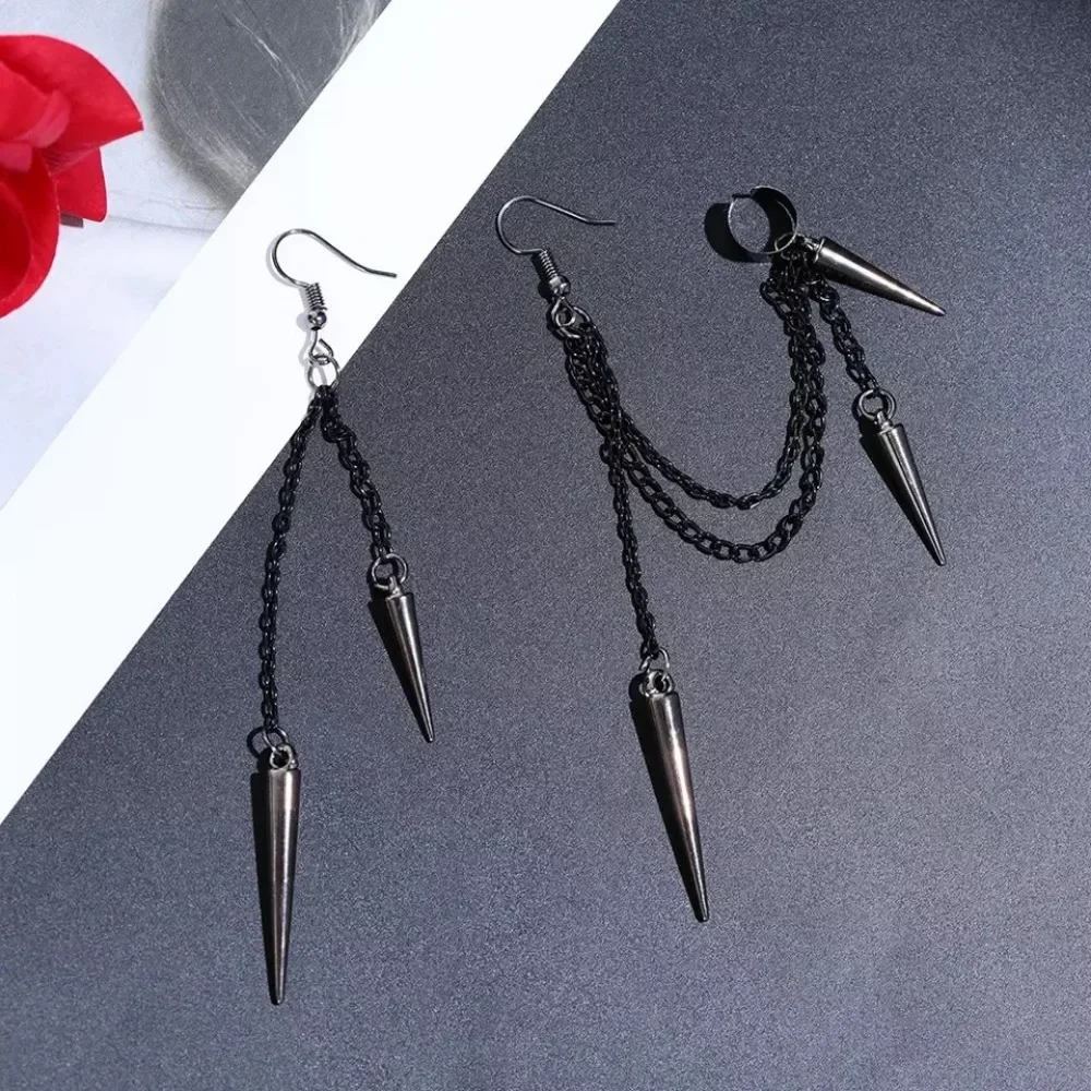Punk Gothic Style Niche Tassel Long Chain Earrings Hip-hop Earrings Women's Street Party Fashion Creative Trend Jewelry