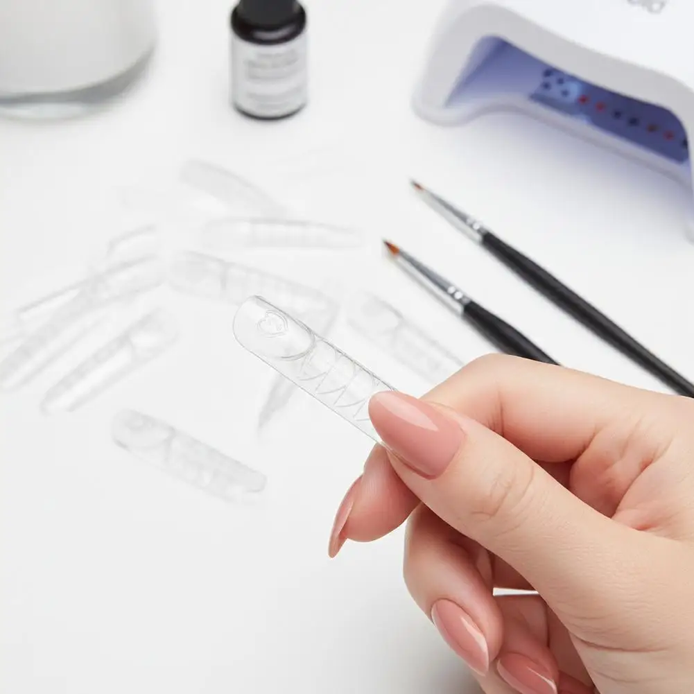 60/150개 듀얼 네일 폼 투명 폴리 네일 젤 몰드 사각 풀커버 네일 팁 연장 폼 젤 매니큐어 네일 아트용