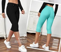Denim Capri Short Jeans for Women Super Comfy Stretch  Button Front Casual Breathable Comfort Cropped Pants Summer - Image 6