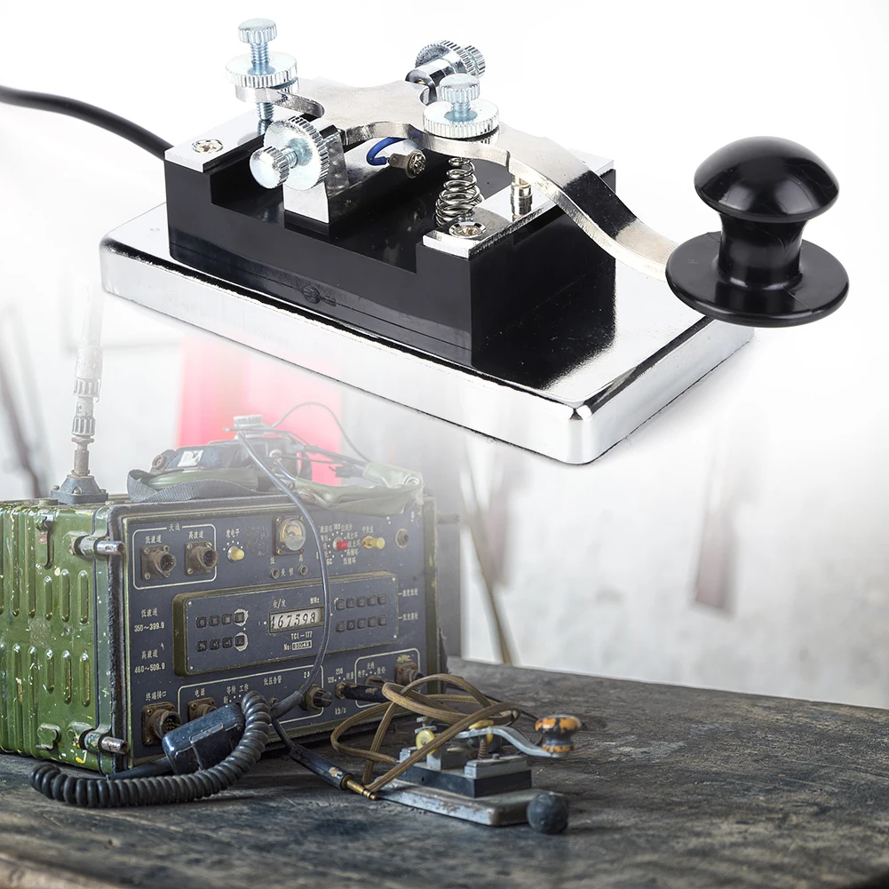 HY-K4 스테인레스 스틸 모스 코드 CW 트레이너 학습자용 CW 전신 키 단파 라디오 통신 교육 보조 도구