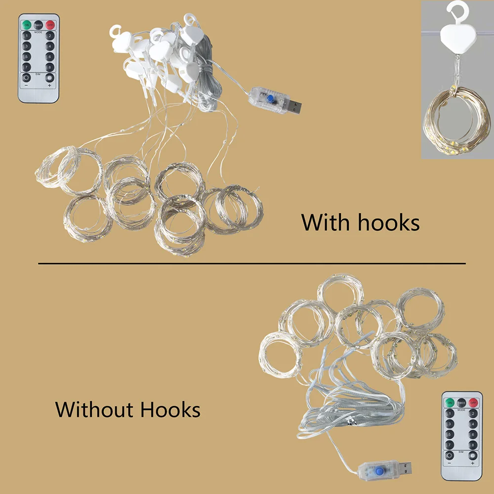 USB LED 스트링 요정 커튼 조명, 새해 크리스마스 파티 화환, 결혼식 생일 침실, 라마단 부활절 홈 장식