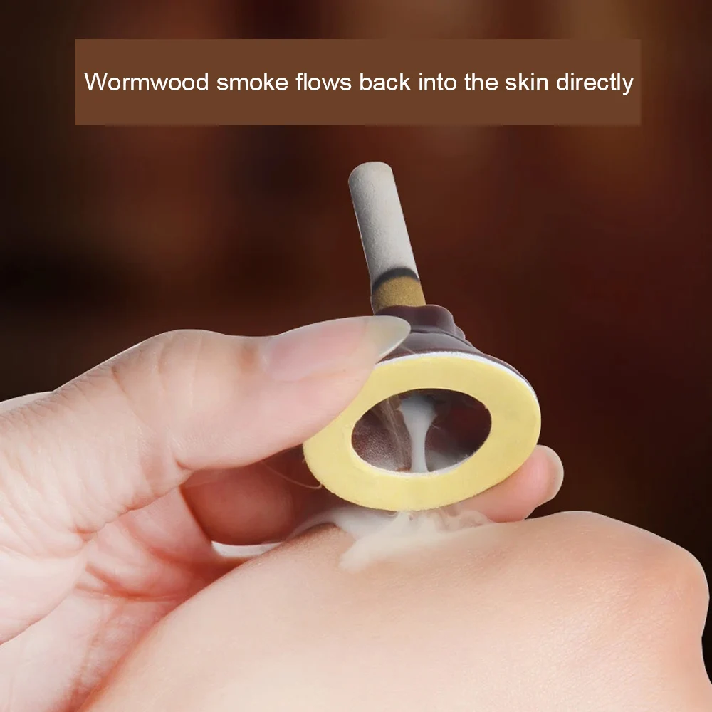 50pcs/set Moxa Stick Moxibustion Smokeless Roll Mini Self-adhesive Acupuncture Massage Sticker Artemisia Box Holder Roller