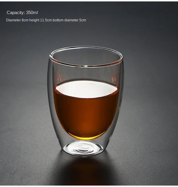 2pc/6pc Double-layer Heat-resistant Glass Coffee Cup Transparent Tea Beer Coffee Water Cups Heat Preservation cup Gift set 350ML