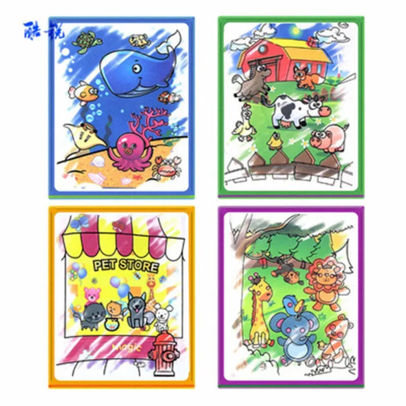 Baby Soft Cloth Magic Water Drawing Book & Pen Doodle Mat Animal Coloring Book Early Educational Painting Board Toys For Kids
