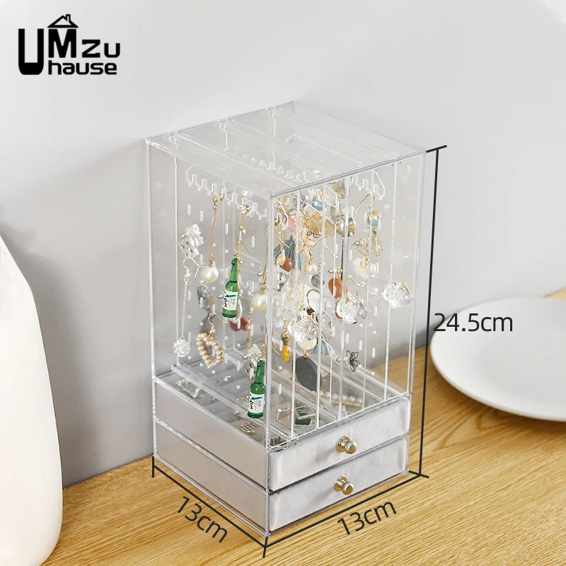 Transparent Jewelry Box Portable Showcase Large Capacity Rings Display  Necklace Earring Storage Box Dustproof Jewelry Case