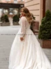 Gorgeous A-line Plus Size Wedding Dresses Customized Long Sleeve Bridal Gown Sweep Train Oversize Bride Dress Robe de Mariee 3