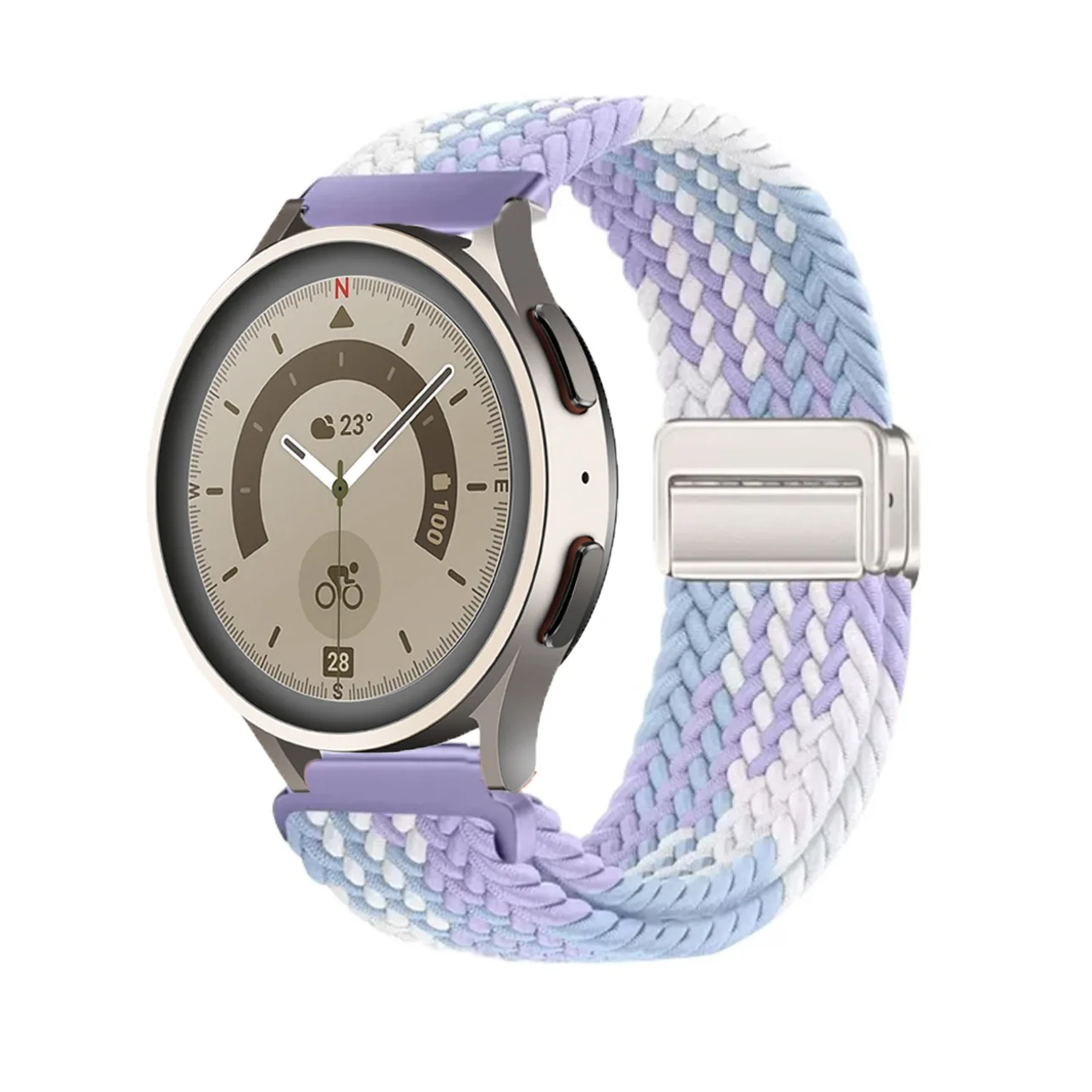 Sleek Silver Magnetic Buckle Nylon Braided Loop Watch Strap - 18mm/20mm/22mm Adjustment Options